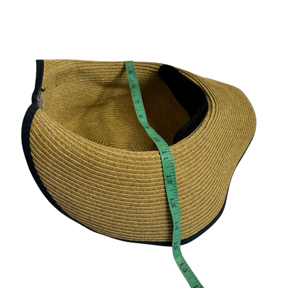 SUN N SAND Backless Paper Straw Ribbon Hat One Size Womens Tan Blue Ponytail - Picture 8 of 9